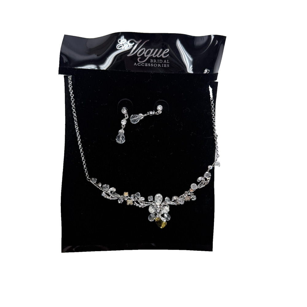 En Vogue Bridal Accessories Crystal Necklace and Earrings Set